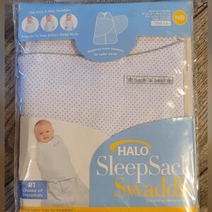 HALO 3 Way Sleep Sack Swaddle TOG 1.5 Cotton NB to 3 months Silver Pin Dot NEW